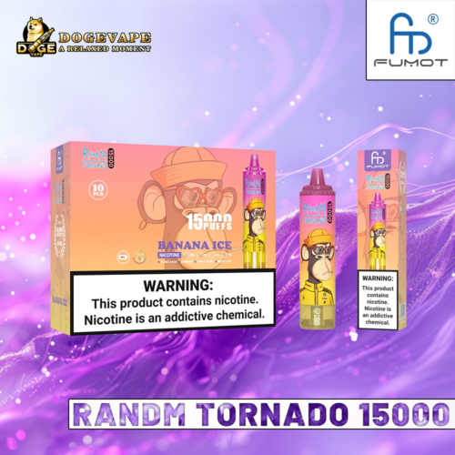 RandM Tornado 15000 15K Puffs Banana Ice | Nikotin 0% 2% 3% 5% | Flersmaksatt | Kina Vape | dogevape.com