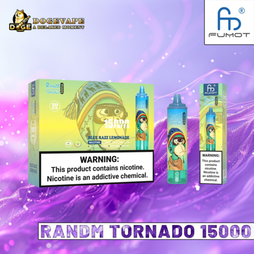 RandM Tornado 15000 15K Puffs Blue Razz Lemonade | Nikotin 0% 2% 3% 5% | Flersmaksatt | Kina Vape | dogevape.com