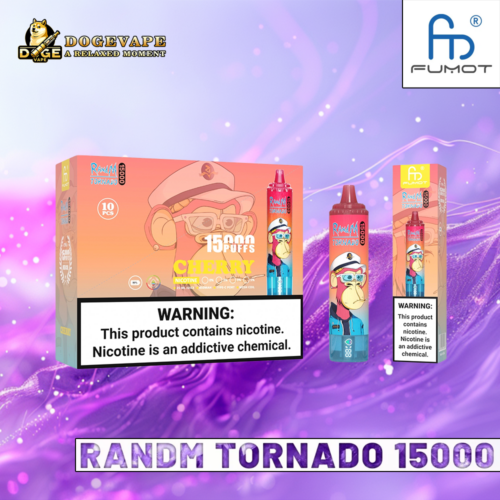 RandM Tornado 15000 15K Puffs Cereza | Nicotina 0% 2% 3% 5% | Varios sabores | Vaporizador chino | dogevape.com