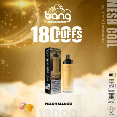 Bang Crown Bar 18000 inhalaciones nueva apariencia vape melocotón mango