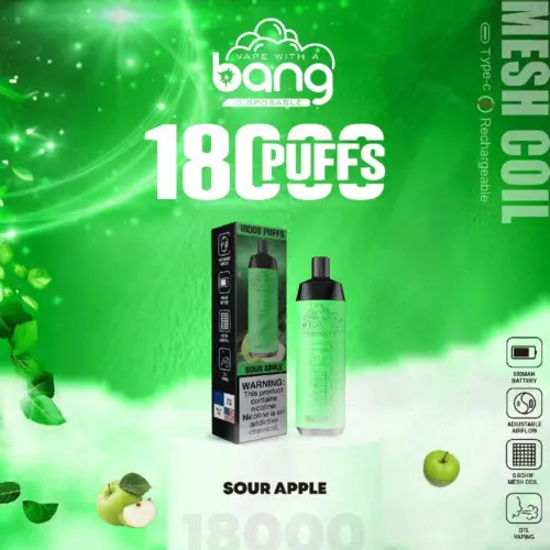 Bang Crown Bar 18000 inhalaciones nueva apariencia vape manzana agria