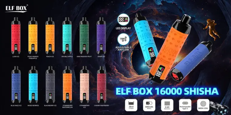 boîte elfe chicha 16000 bouffées bannière de cigarette électronique jetable1