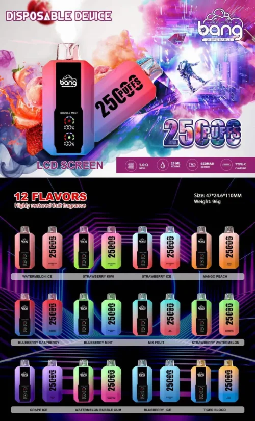 bang 25000 puffs lcd-skärm vape engångs e-cigaretter