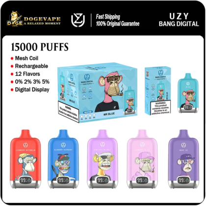 uzy bang digital 15000 15k puffs 12 flavors disposable vape