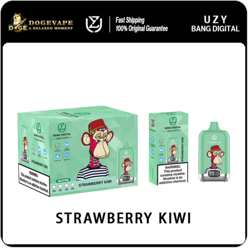 uzy bang digital 15000 15k puffs strawberry-kiwi