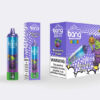 Bang disposable vape packaging featuring a purple theme, "Blueberry Grape" flavour, and a warning label stating nicotine is addictive.
