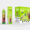 Packaging and product image of "Bang" disposable vape in strawberry kiwi flavour, featuring a green goblin character and a warning about nicotine addiction.