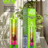 Packaging and product display of "Bang Blaze Strawberry Kiwi" disposable vape, featuring a green gradient vape pen with a goblin illustration, 20,000 puffs label, and a health warning notice.