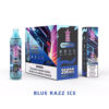 A disposable vape device and packaging labeled "Bang King Tornado," featuring 35,000 puffs, Blue Razz Ice flavour, and a nicotine addiction warning.