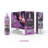 A purple-themed vape product packaging labeled "Bang King Love 66" with 35,000 puffs, featuring a futuristic robotic design and nicotine warning.