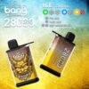 Promotional image showcasing Bang disposable vape with Pineapple Coconut flavour, featuring customizable ice control settings and 28,000 puffs capacity.