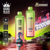 Promotional image showcasing two rechargeable vape devices labeled "Bang Blaze 60000 4 in 1" against a vibrant, futuristic backdrop, emphasizing features like 650mAh capacity, Type-C charging, and digital display.