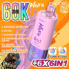 Promotional image for the Fizzy Max III 6-in-1 flavoured vape featuring a pink device with detailed flavour combinations and a vibrant orange background.