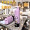 Two purple Bang King Vape disposable devices on a marble kitchen countertop, featuring a cartoon angry monkey and triple melon fruits, highlighting 85 puffs, 600mAh battery, 21ml liquid, Type-C charging, mesh coil, and 3 adjustable flavours in a modern kitchen setting.